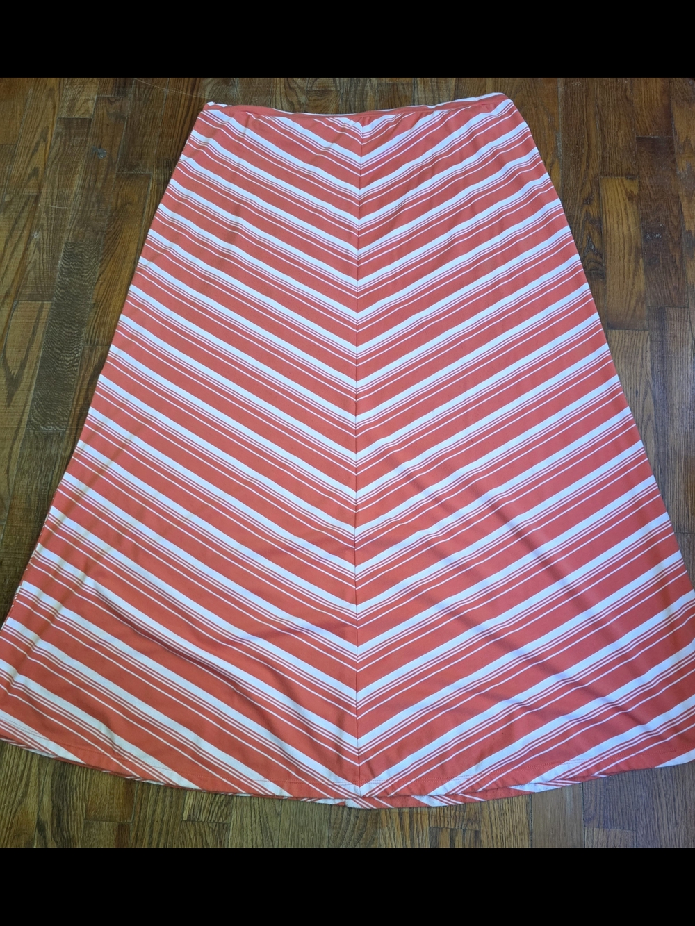Women's Coral & White Striped Maxi Skirt
